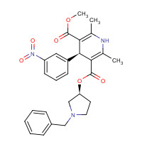 104713-75-9 (+)-(3'S,4S)-1-Benzyl-3-pyrrolidinyl methyl 1,4-dihydro-2,6-dimethyl-4-(3-nitrophenyl)-3,5-pyridinedicarboxylate chemical structure