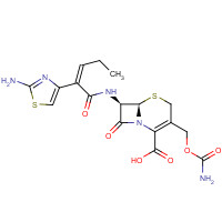 135889-00-8 (6R,7R)-3-[[(Aminocarbonyl)oxy]methyl]-7-[[(2Z)-2-(2-amino-4-thiazolyl)-1-oxo-2-pentenyl]amino]-8-oxo-5-thia-1-azabicyclo[4.2.0]oct-2-ene-2-carboxylic acid chemical structure