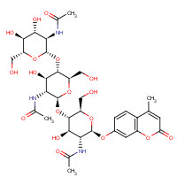 53643-13-3 4-METHYLUMBELLIFERYL-N,N',N''-TRIACETYL-BETA-CHITOTRIOSIDE chemical structure