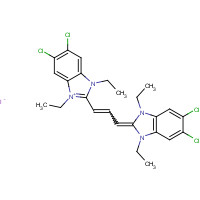 47729-63-5 1H-Benzimidazolium,5,6-dichloro-2-[(1E)-3-(5,6-dichloro-1,3-diethyl-1,3-dihydro-2H-benzimidazol-2-ylidene)-1-propenyl]-1,3-diethyl-,iodide (9ci) chemical structure