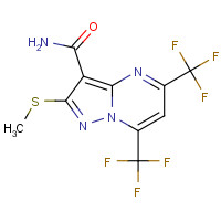 175203-36-8 5,7-BIS(TRIFLUOROMETHYL)-2-(METHYLTHIO)PYRAZOLO-[1,5-A]PYRIMIDINE-3-CARBOXAMIDE chemical structure