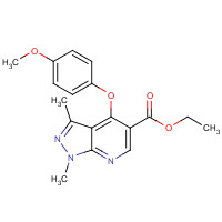 174842-34-3 ETHYL 4-(4-METHOXYPHENOXY)-1,3-DIMETHYL-1H-PYRAZOLO[3,4-B]PYRIDINE-5-CARBOXYLATE chemical structure