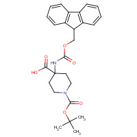 183673-66-7 4-(9H-FLUOREN-9-YLMETHOXYCARBONYLAMINO)-PIPERIDINE-1,4-DICARBOXYLIC ACID MONO-TERT-BUTYL ESTER chemical structure
