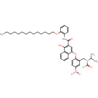 127344-30-3 4-(2-(N-CHLOROCARBONYL-N-ISOPROPYL)AMINOMETHYL-4-NITRO)PHENOXY-1-HYDROXY-N-(2-TETRADECYLOXYPHENYL)-2-NAPHTHALENE CARBOXAMIDE chemical structure