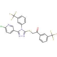 680217-03-2 2-((5-(6-CHLORO-3-PYRIDYL)-4-[3-(TRIFLUOROMETHYL)PHENYL]-4H-1,2,4-TRIAZOL-3-YL)THIO)-1-[3-(TRIFLUOROMETHYL)PHENYL]ETHAN-1-ONE chemical structure