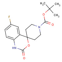 345938-08-1 6-FLUORO-1,2-DIHYDRO-2-OXOSPIRO[4H-3,1-BENZOXAZINE-4,4'-PIPERIDINE]-1'-CARBOXYLIC ACID 1,1-DIMETHYL ETHYL ESTER chemical structure
