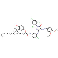 65293-90-5 2-(3-tert-Butyl-4-hydroxyphenoxy)-N-(4-chloro-3-((4-((3,4-dimethoxyphenyl)azo)-4,5-dihydro-5-oxo-1-(2,4,6-trichlorophenyl)-1H-pyrazol-3-yl)amino)phenyl)myristamide chemical structure