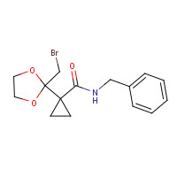 147011-41-4 1-[2-(Bromomethyl)-1,3-dioxolan-2-yl]-N-(phenylmethyl)cyclopropanecarboxamide chemical structure