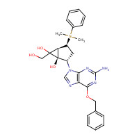 701278-05-9 [(1S,2S,3S,5S)-5-[2-Amino-6-(benzyloxy)-9H-purin-9-yl]-3-[dimethyl(phenyl)silyl]-1-hydroxycyclopentane-1,2-diyl]dimethanol chemical structure