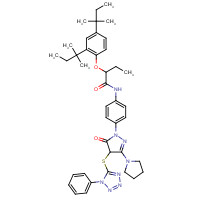 30818-18-9 2-(2,4-Bis(1,1-dimethylpropyl)phenoxy)-N-(4-(4,5-dihydro-5-oxo-4-((1-phenyl-1H-tetrazol-5-yl)thio)-3-(1-pyrrolidinyl)-1H-pyrazol-1-yl)phenyl)butanamide chemical structure