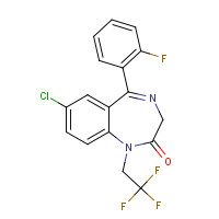 49606-44-2 7-chloro-5-(2-fluorophenyl)-1,3-dihydro-1-(2,2,2-trifluoroethyl)-2H-1,4-benzodiazepin-2-one chemical structure