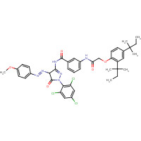 28279-36-9 3-[[2-[2,4-Bis(2-methylbutan-2-yl)phenoxy]acetyl]amino]-N-[4,5-dihydro-4-(4-methoxyphenyl)diazenyl-5-oxo-1-(2,4,6-trichlorophenyl)-4H-pyrazol-3-yl]benzamide chemical structure
