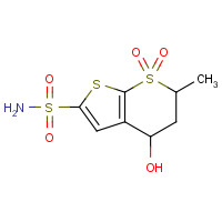 120279-26-7 5,6-Dihydro-4-hydroxy-6-methyl-4H-thieno[2,3-b]thiopyran-2-sulfonamide 7,7-dioxide chemical structure