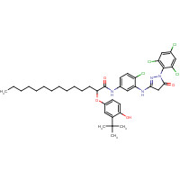 61354-99-2 2-(3-tert-Butyl-4-hydroxyphenoxy)-N-(4-chloro-3-((4,5-dihydro-5-oxo-1-(2,4,6-trichlorophenyl)-1H-pyrazol-3-yl)amino)phenyl)myristamide chemical structure