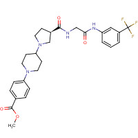 936447-32-4 Benzoic acid,4-[4-[(3R)-3-[[[2-oxo-2-[[3-(trifluoromethyl)phenyl]amino]ethyl]amino]carbonyl]-1-pyrrolidinyl]-1-piperidinyl]-,methyl ester chemical structure