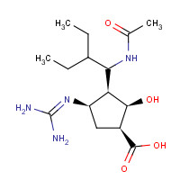 330600-85-6 (1S,2R,3R,4R)-3-(1-acetamido-2-ethyl-butyl)-4-(diaminomethylideneamino)-2-hydroxy-cyclopentane-1-carboxylic acid chemical structure