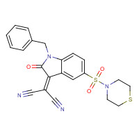1144853-53-1 2-[(1-Benzyl-2-oxo-5-(thiomorpholinosulfonyl)indolin-3-ylidene]malononitrile chemical structure
