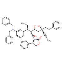 188559-22-0 [4R-[3(2(S*),5(R*),4R]]-3-[2-[1-[3-[Bis(phenylmethyl)amino]phenyl]propyl]-5-hydroxy-1,3-dioxo-5-(2-phenylethyl)-6-octynyl]-4-phenyl-2-oxazolidinone chemical structure