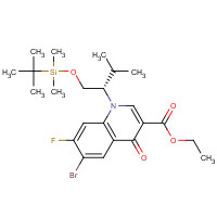 934161-52-1 6-Bromo-1-[(1S)-1-[[[(1,1-dimethylethyl)dimethylsilyl]oxy]methyl]-2-methylpropyl]-7-fluoro-1,4-dihydro-4-oxo-3-quinolinecarboxylic Acid Ethyl Ester chemical structure