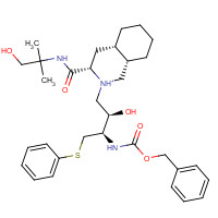 213135-55-8 (3S,4aS,8aS)-Decahydro-N-(2-hydroxy-1,1-dimethylethyl)-2-[(2R,3R)-2-hydroxy-3-carbobenzyloxyamino-4-phenylthiobutyl]-3-isoquinolinecarboxamide chemical structure