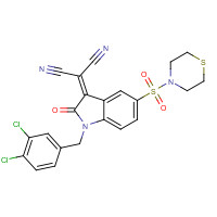 1144853-65-5 2-[1-(3,4-Dichlorobenzyl)-2-oxo-5-(thiomorpholinosulfonyl)indolin-3-ylidene]malononitrile chemical structure