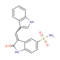 181223-16-5 2,3-Dihydro-3-(1H-indol-3-ylmethylene)-2-oxo-1H-indole-5-sulfonamide chemical structure