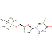 1217650-77-5 cis-5-Fluoro-1-[2-[[[(1,1-dimethylethyl)dimethylsilyl]oxy]methyl]-1,3-oxathiolan-5-yl]-2,4(1H,3H)-pyrimidinedione-13C,15N2 chemical structure