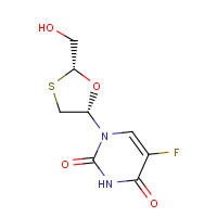 145986-11-4 cis 5-Fluoro-1-[2-(hydroxymethyl)-1,3-oxathiolan-5-yl]-2,4(1H,3H)- pyrimidinedione chemical structure