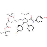 265989-36-4 (6-{2-[2-(4-Fluoro-phenyl)-4-(4-hydroxy-phenylcarbamoyl)-5-isopropyl-3-phenyl-pyrrol-1-yl]-ethyl}-2,2-dimethyl-[1,3]-dioxane-4-yl)-acetic Acid, tert-Butyl Ester chemical structure