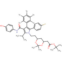 265989-38-6 (6-{2-[2-(4-Fluorophenyl)-4-(4-hydroxy-phenylcarbamoyl)-5-isopropyl-3-phenyl-d5-pyrrol-1-yl]-ethyl}-2,2-dimethyl-[1,3]-dioxane-4-yl)-acetic Acid, tert-Butyl Ester chemical structure