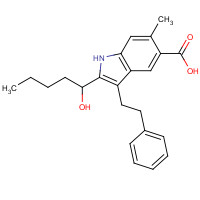 873841-43-1 2-(1-Hydroxypentyl)-6-methyl-3-(2-phenylethyl)-1H-indole-5-carboxylic Acid chemical structure