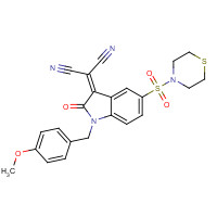 1144853-59-7 2-[(4-Methoxybenzyl)-2-oxo-5-(thiomorpholinosulfonyl)indolin-3-ylidene]malononitrile chemical structure