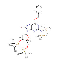 328394-28-1 N2-(1,1,4,4-Tetramethyldisilylazacyclopentanyl)-O6-benzyl-8-bromo-N9-[3',5'-O-(1,1,3,3-tetrakis(isopropyl)-1,3-disiloxanediyl)-b-D-2'-deoxyribofuranosyl]guanine chemical structure