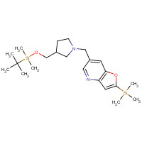 1188993-09-0 6-((3-((tert-Butyldimethylsilyloxy)methyl)pyrrolid in-1-yl)methyl)-2-(trimethylsilyl)furo[3,2-b]pyri chemical structure