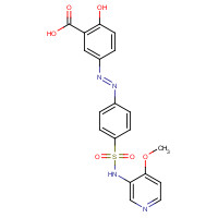 22933-72-8 2-Hydroxy-5-[(4-{[(6-methoxy-3-pyridazinyl)amino]-sulfonyl}phenyl)diazenyl]benzoic acid chemical structure