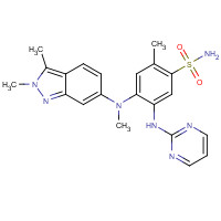 790713-33-6 5-[4-[(2,3-Dimethyl-2H-indazol-6-yl)-methyl-amino]-pyrimidin-2-ylamino]-2-methyl-benzenesulfonamide chemical structure