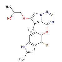649735-46-6 (2R)-1-[4-[(4-Fluoro-2-methyl-1H-indol-5-yl)oxy]-5-methyl-pyrrolo[2,1-f][1,2,4]triazin-6-yl]oxypropan-2-ol chemical structure
