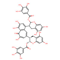 30462-35-2 [(2R,3R)-3-[1-[5,7-dihydroxy-2-(3,4,5-trihydroxybenzoyl)oxy-chroman-3-yl]-3,4,6-trihydroxy-5-oxo-benzo[7]annulen-8-yl]-5,7-dihydroxy-chroman-2-yl] 3,4,5-trihydroxybenzoate chemical structure