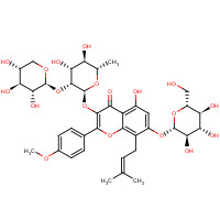 110623-73-9 3-{[6-Deoxy-2-O-(b-D-xylopyranosyl)-a-L-mannopyranosyl]oxy}-5-hydroxy-2-(4-methoxyphenyl)-8-(3-methyl-2-buten-1-yl)-4-oxo-4H-chromen-7-yl b-D-glucopyranoside chemical structure