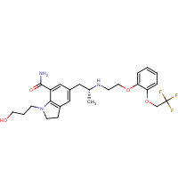 160970-64-9 1-(3-Hydroxypropyl)-5-[(2R)-2-({2-[2-(2,2,2-trifluoroethoxy)phenoxy]ethyl}amino)propyl]-7-indolinecarboxamide chemical structure