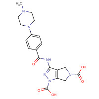 761443-69-0 3-[[4-(4-methylpiperazin-1-yl)benzoyl]amino]-4,6-dihydropyrrolo[3,4-c]pyrazole-1,5-dicarboxylic acid chemical structure