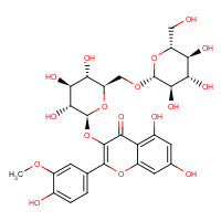 17429-69-5 4H-1-Benzopyran-4-one, 3-((6-O-b-D-glucopyranosyl-b-D-glucopyranosyl)oxy)-5,7-dihydroxy-2-(4-hydroxy-3-methoxyphenyl)- chemical structure
