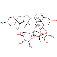 41753-55-3 b-D-Xylopyranosyl 6-deoxy-a-L-mannopyranosyl-(1->2)-6-deoxy-1-C-[(8ξ,9ξ,14ξ,22ξ,25R)-3-hydroxyspirost-5-en-1-yl]-b-D-gulopyranoside chemical structure
