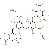 12777-70-7 4,4'-{Methylenebis[(5-butyryl-2,4,6-trihydroxy-3,1-phenylene)methylene]}bis(2-acetyl-3,5-dihydroxy-6,6-dimethyl-2,4-cyclohexadien-1-one) chemical structure
