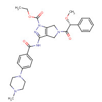 827318-78-5 5-((R)-2-Methoxy-2-phenylacetyl)-3-[4-(4-Methylpiperazin-1-yl)benzoylaMino]-5,6-dihydro-4H-pyrrolo[3,4-c]pyrazole-1-carboxylic acid ethyl ester chemical structure