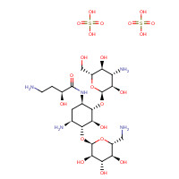 149022-22-0 (2S)-4-Amino-N-{(1R,2S,3S,4R,5S)-5-amino-2-[(3-amino-3-deoxy-a-D-glucopyranosyl)oxy]-4-[(6-amino-6-deoxy-a-D-glucopyranosyl)oxy]-3-hydroxycyclohexyl}-2-hydroxybutanamide sulfate (1:2) chemical structure