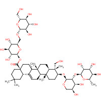 33289-85-9 1-O-[(3b)-3-{[2-O-(6-Deoxy-a-L-mannopyranosyl)-a-L-arabinopyranosyl]oxy}-23-hydroxy-28-oxoolean-12-en-28-yl]-6-O-b-D-glucopyranosyl-b-D-glucopyranose chemical structure