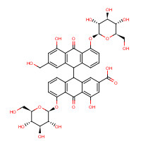37271-17-3 5,5'-Bis(b-D-glucopyranosyloxy)-4,4'-dihydroxy-2'-(hydroxymethyl)-10,10'-dioxo-9,9',10,10'-tetrahydro-9,9'-bianthracene-2-carboxylic acid chemical structure