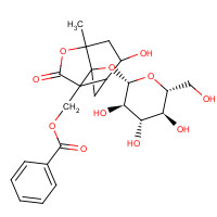 39011-90-0 [1-(b-D-Glucopyranosyloxy)-4-hydroxy-6-methyl-8-oxo-7-oxatricyclo[4.3.0.03,9]non-9-yl]methyl benzoate chemical structure