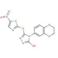883065-90-5 3H-1,2,4-Triazol-3-one, 4-(2,3-dihydro-1,4-benzodioxin-6-yl)-2,4-dihydro-5-[(5-nitro-2-thiazolyl)thio]- chemical structure